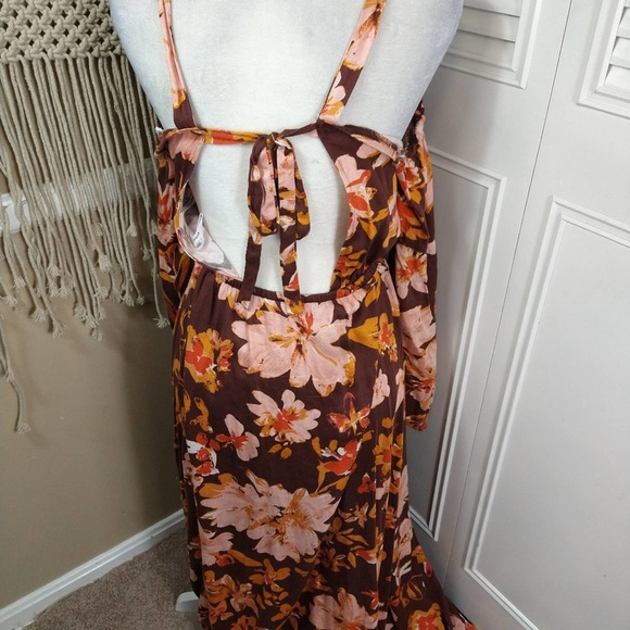 Some days lovin' floral cold shoulder maxi cut out size xs boho gypsy dress - Picture 9 of 13